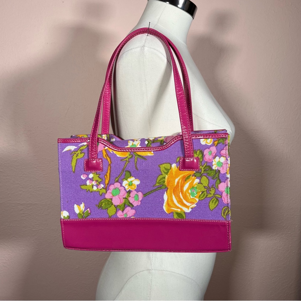 Vintage Y2K Angela Amir Pink Floral Feminine coquette girl top handle Box Bag